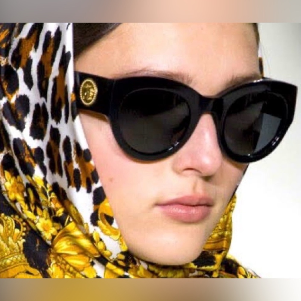 Versace Cat Eye Sunglasses Tribute Collection VE 4353 Black Grey